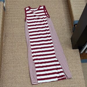 Current/Elliott Burgundy and White Striped Sleeveless Maxi Dress